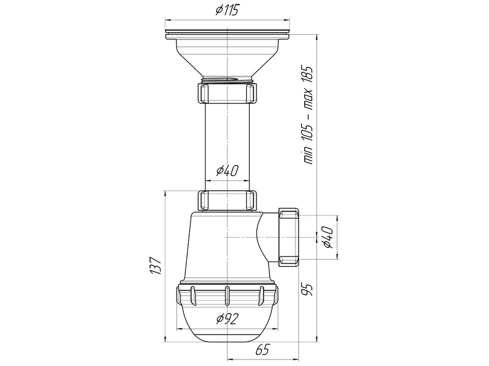 A0150 Сифон АНИ Пласт 3 1/2"*40 Грот
