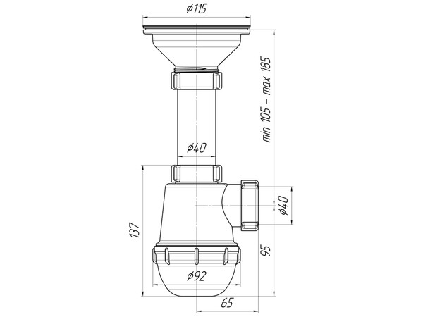 A0150 Сифон АНИ Пласт 3 1/2"*40 Грот