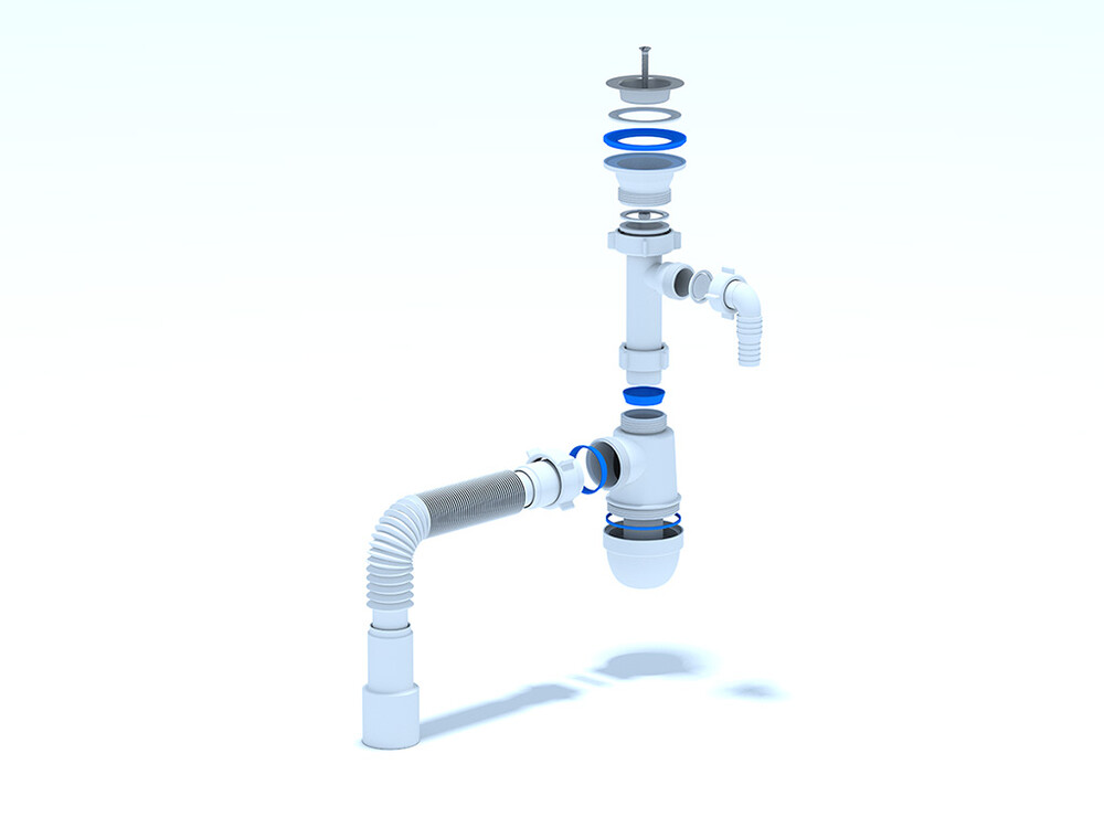 C0315 Сифон АНИ Пласт 1 1/2"*40 с носиком, с гофрой 40*40/50