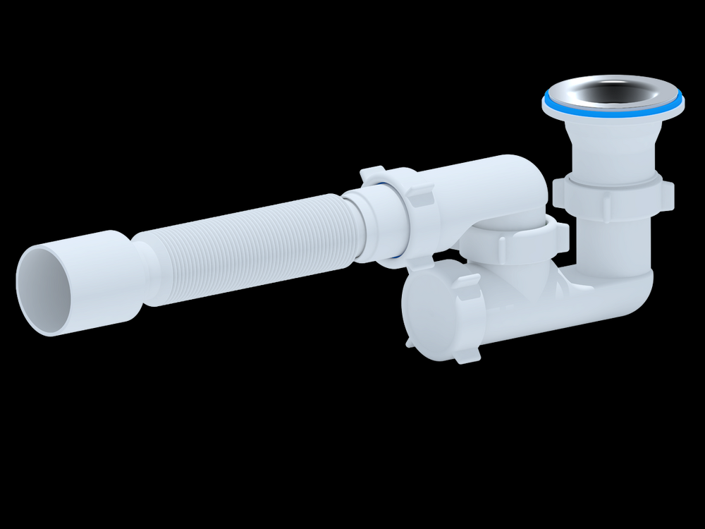 E215 Сифон АНИ Пласт для душ. поддона 1 1/2"*40 регулиремый с гофрой