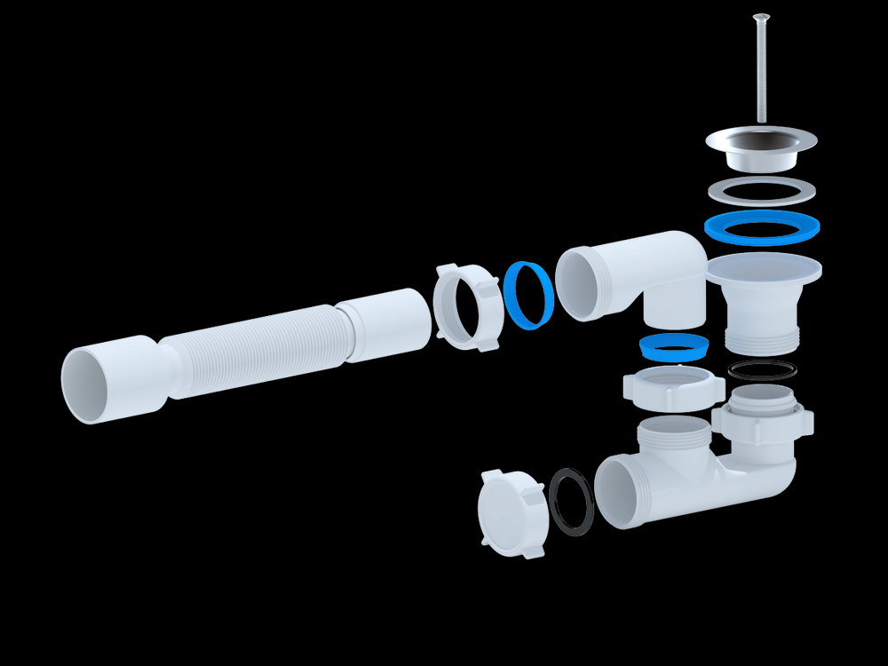 E215 Сифон АНИ Пласт для душ. поддона 1 1/2"*40 регулиремый с гофрой