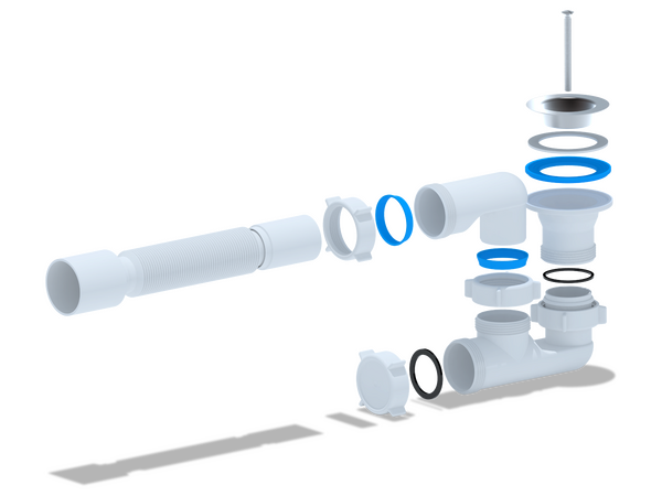 E215 Сифон АНИ Пласт для душ. поддона 1 1/2"*40 регулиремый с гофрой