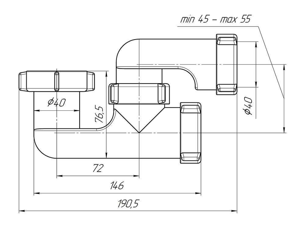 E200 Сифон АНИ Пласт для душ. поддона 1 1/2"*40 регулиремый, без выпуска