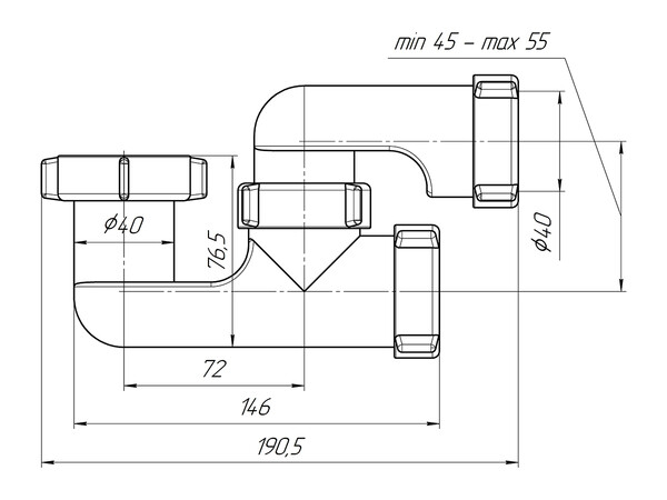 E200 Сифон АНИ Пласт для душ. поддона 1 1/2"*40 регулиремый, без выпуска