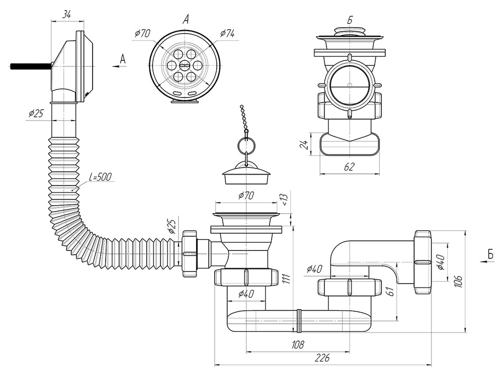 E050 Обвязка д/ванны АНИ Пласт 1 1/2"*40*50