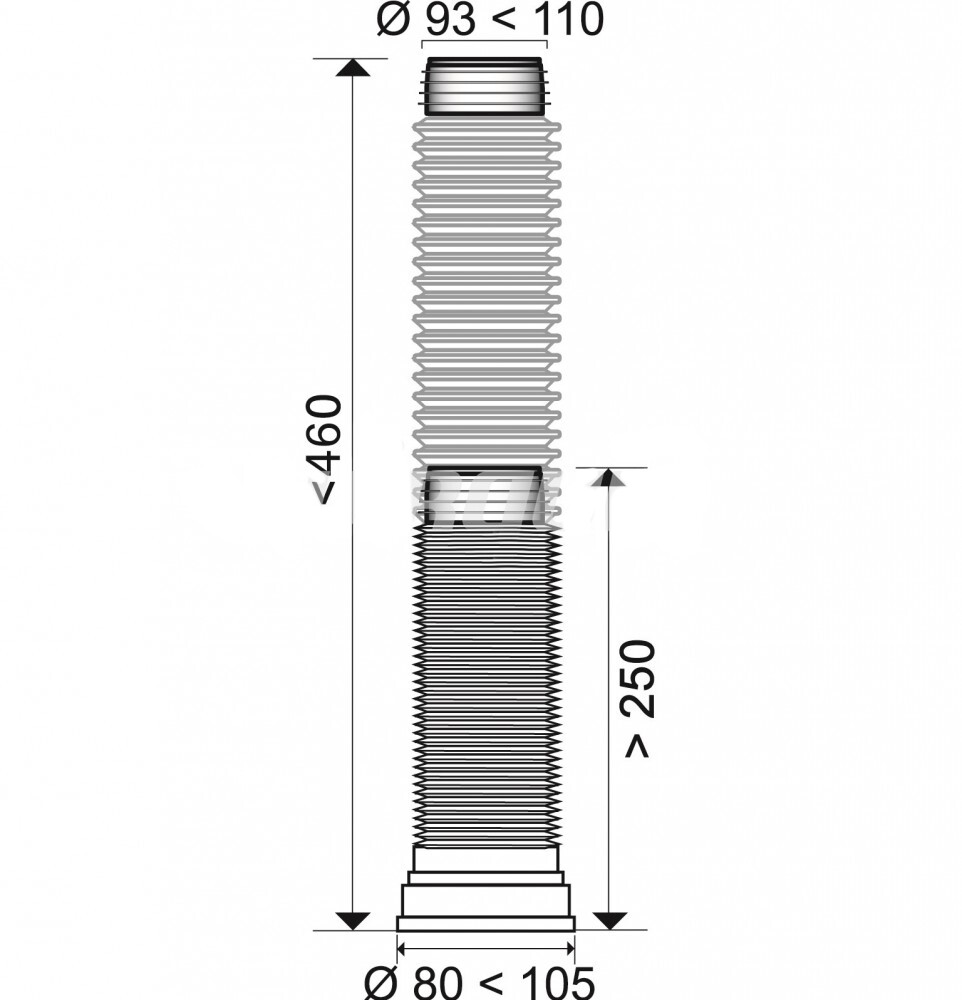 Слив для унитаза гофрированный ВП 4966, L250-460 мм