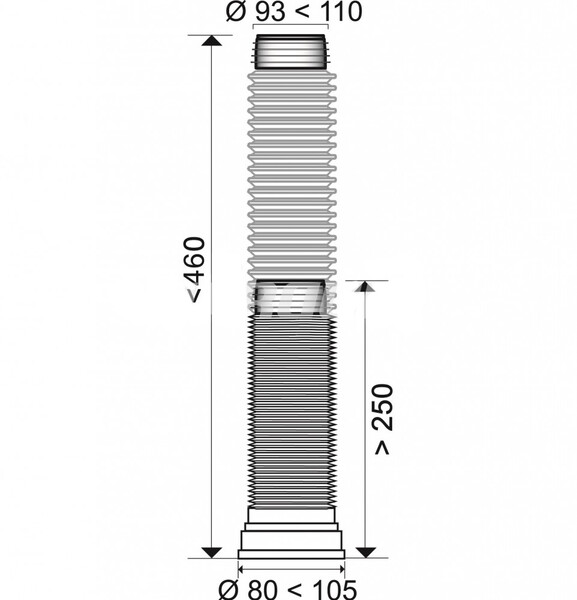 Слив для унитаза гофрированный ВП 4966, L250-460 мм
