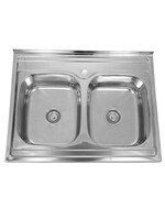 Мойка нерж 600х800х180 S т.0,8 ДВОЙНАЯ (+ бол.сифон) Китай
