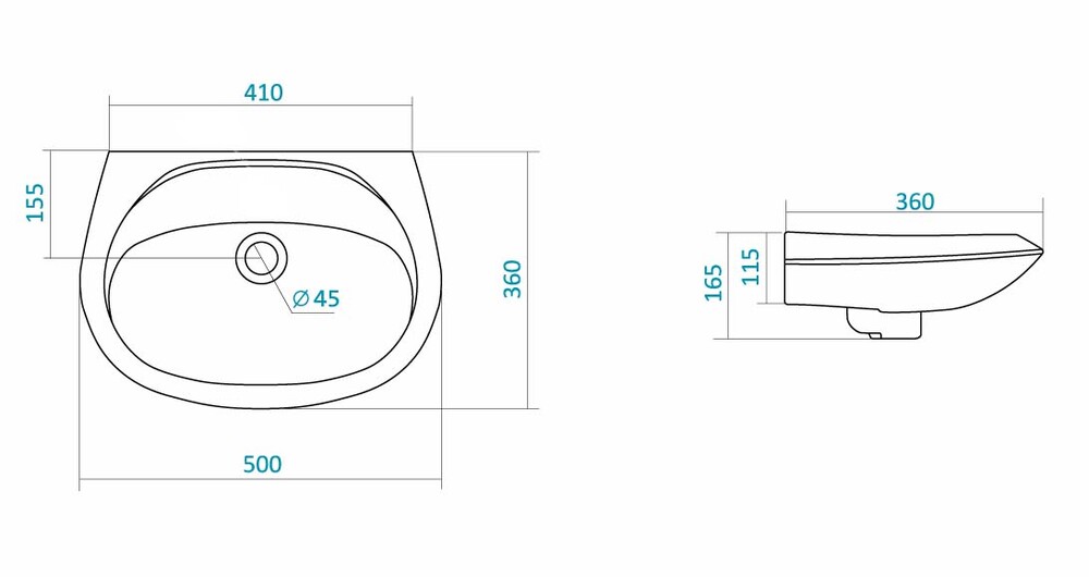 Умывальник "Бриз-50" Б/ОТВ. 1WH110448