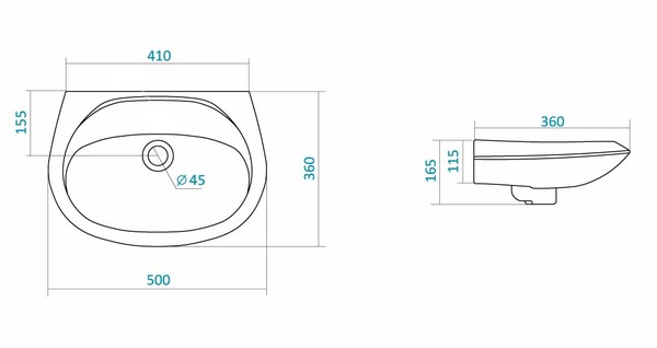 Умывальник "Бриз-50" Б/ОТВ. 1WH110448