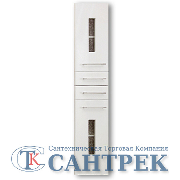 Пенал SANTREK HOME "Идеал" (Белый) (стекло) 2 двери 2 ящика Правый 400*1950*346