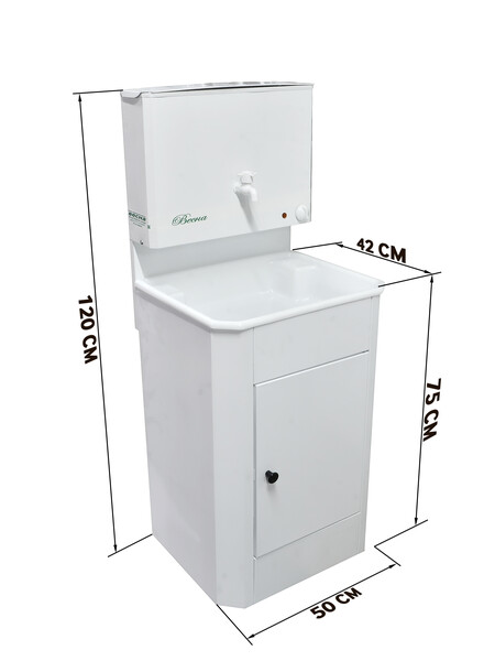 Умывальник "Весна" с ЭВН (мойка Пластик 40*50, бак 17л) 1,25кВт белый