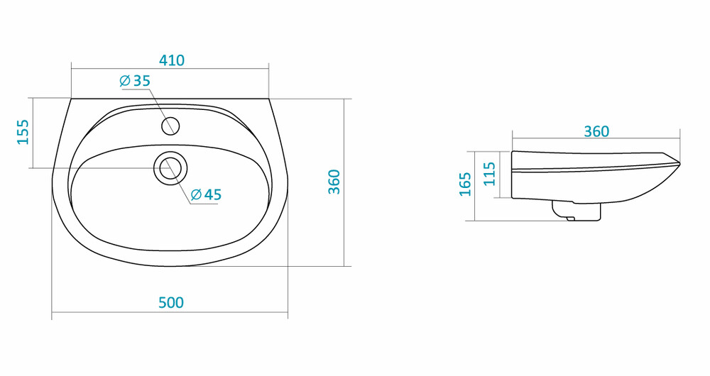 Умывальник "Бриз-50" 1/ отв. 1WH110451