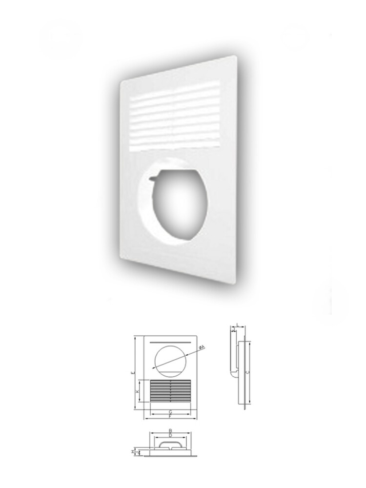 Решетка вентиляционная DOSPEL (125 с отверстием) (D/14 OW) 180х250 (007-0663)