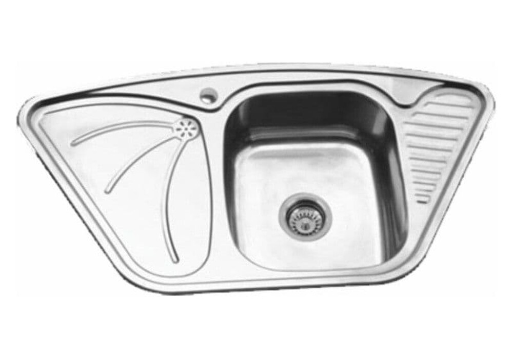 Мойка нерж врезная угловая 95х50 т.0,8 (9550А(+бол.сифон) Китай