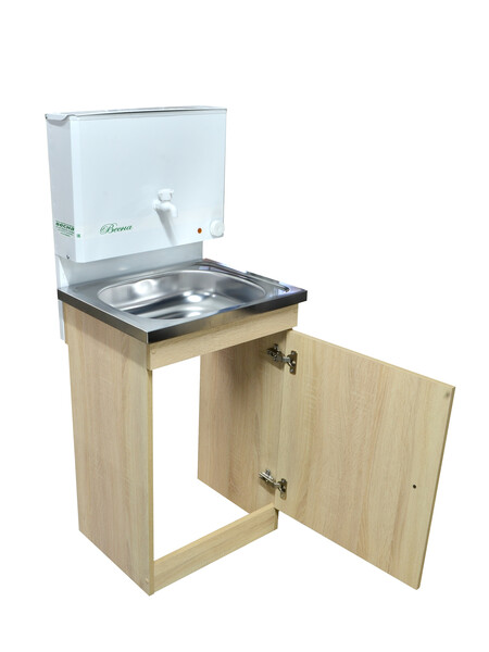 Умывальник "Весна" с ЭВН (тумба ЛДСП Дуб Сонома светлый, мойка Нержавейка 40*50, бак 17л) 1,25кВт