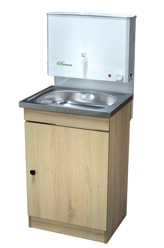 Умывальник "Весна" с ЭВН (тумба ЛДСП Дуб Сонома светлый, мойка Нержавейка 40*50, бак 17л) 1,25кВт
