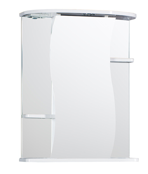 Зеркало-шкаф SANTREK HOME "Лилия-55 С" (Белый) с подсветкой 550х700х234