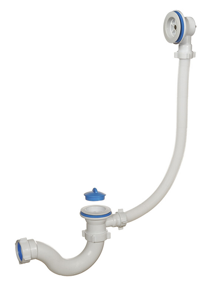 А-7008 Сифон для ванны (обвязка) ОРИО 1 1/2"х40, с пластик. решеткой D=70 мм, с переливом