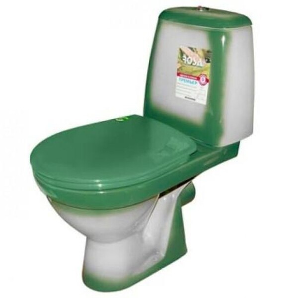 Унитаз-компакт Rosa "КОМФОРТ" Зеленый, 2-х режимная арматура, антивсплеск, косой выпуск (г.Киров)