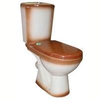 Унитаз-компакт Rosa "КОМФОРТ" Коричневый, 2-х режимная арматура, антивсплеск, косой выпуск (г.Киров)