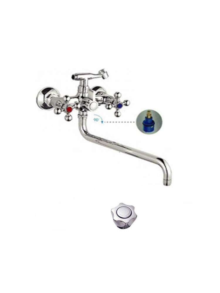 Смеситель Ванна Lemen 1/2 м/к Ромашка карт. перекл. душа (20969) латунь