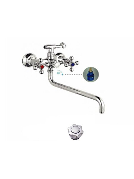 Смеситель Ванна Lemen 1/2 м/к Ромашка карт. перекл. душа (20969) латунь