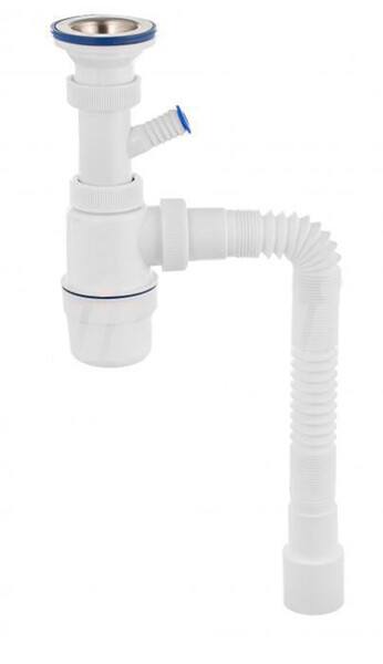 ВП 6143 Сифон "Элит" с нерж.чашкой , отводом для СМ и гибкой трубой