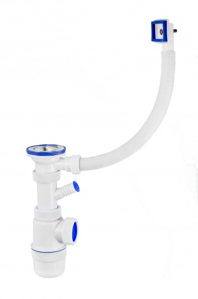 ВП 0615 Сифон "Элит" с нерж.чашкой, переливом и отводом для СМ