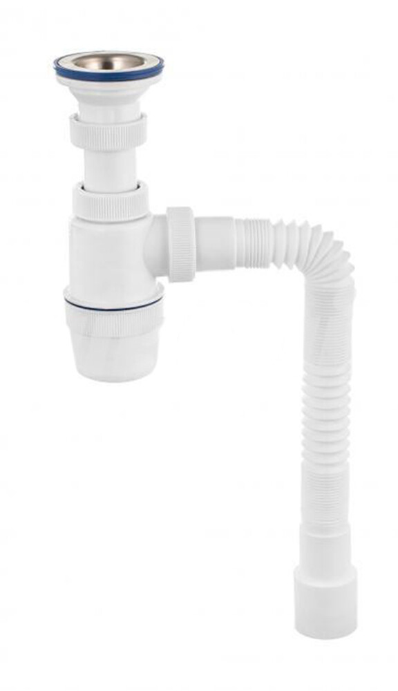 ВП 6170 Сифон "Элит" с нерж.чашкой и гибкой трубой