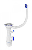 ВП 6176 Сифон "Элит" с нерж.чашкой, переливом и отводом для СМ (3 1/2 - 40)