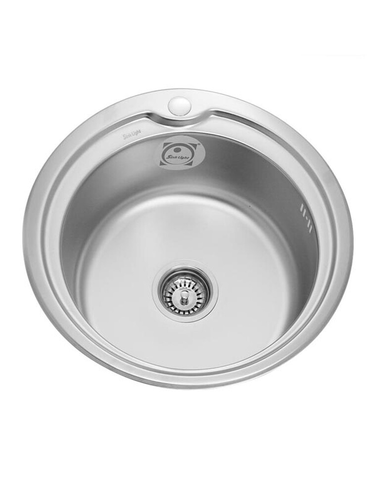 Мойка нерж круглая врезная  д-51 т.0,8 ДЕКОР бол.сиф.(+ сифон) Китай