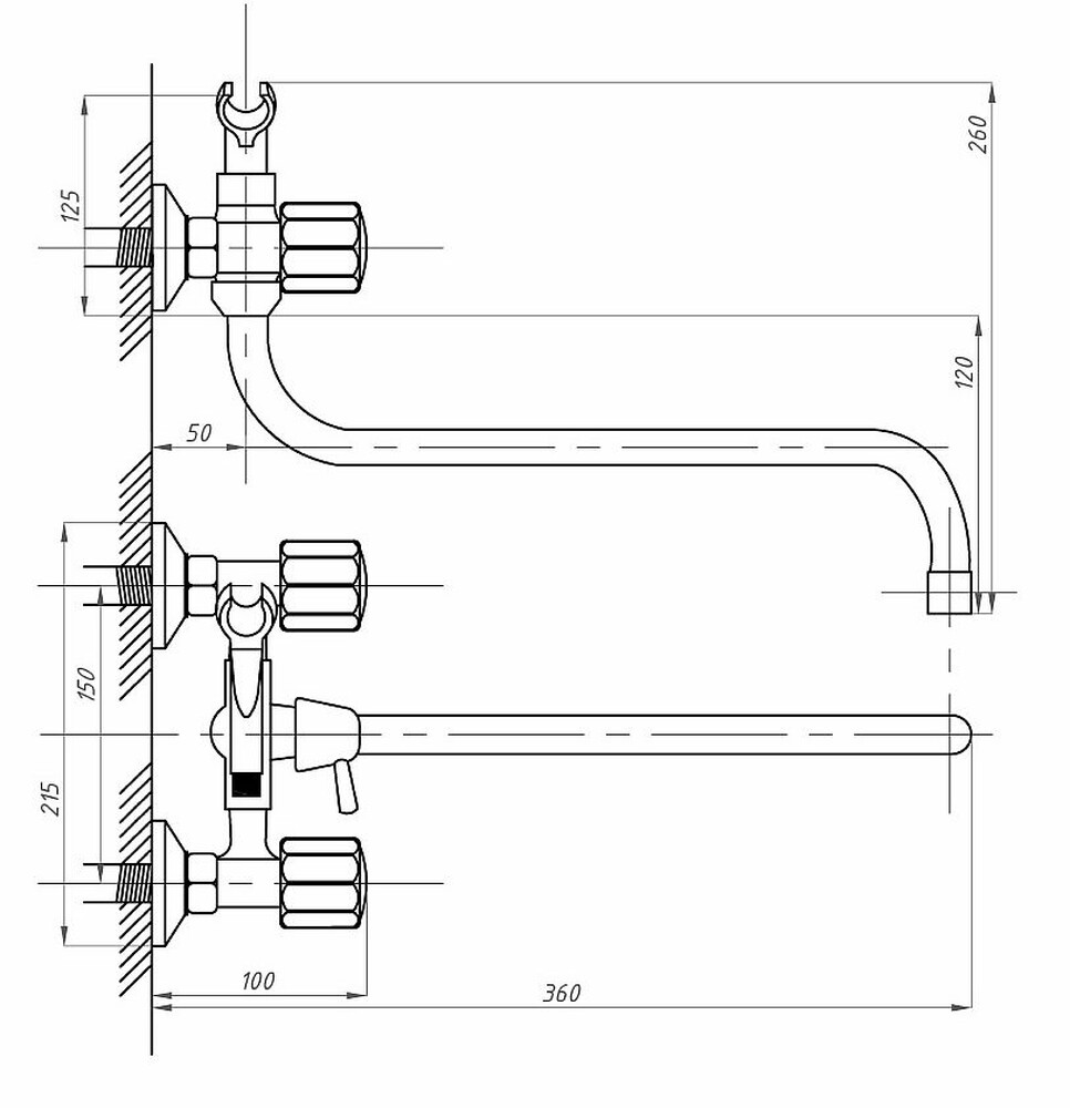 Смеситель Ванна 1/2 м/к (сборный) шар. перекл. ПСМ-165-К/06 Дория СТАНДАРТ-А тип См-ВУДРНШлА