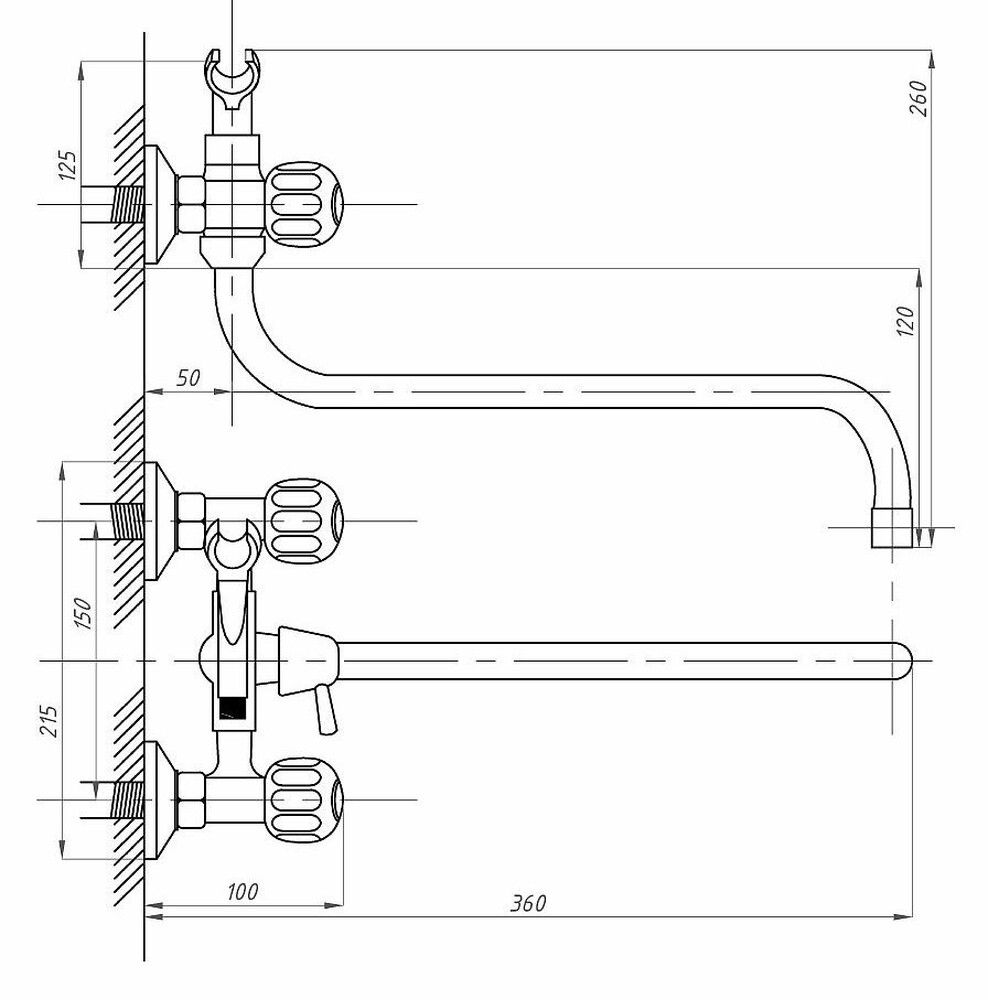 Смеситель Ванна 1/2 м/к (сборный) шар. перекл. ПСМ-165-К/30 Тыква СТАНДАРТ-А тип См-ВУДРНШлА