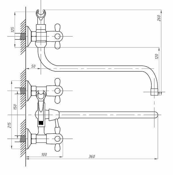 Смеситель Ванна 1/2 м/к (сборный) шар. перекл. ПСМ-165-К/99 пластик СТАНДАРТ-А тип См-ВУДРНШлА