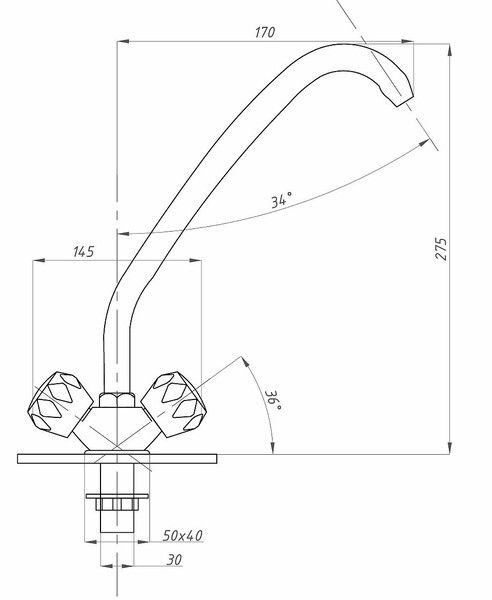 Смеситель Кухня 1/2 м/к на гайке ПСМ-117-К/65 Стекло СТАНДАРТ-Б тип См-МДЦБр