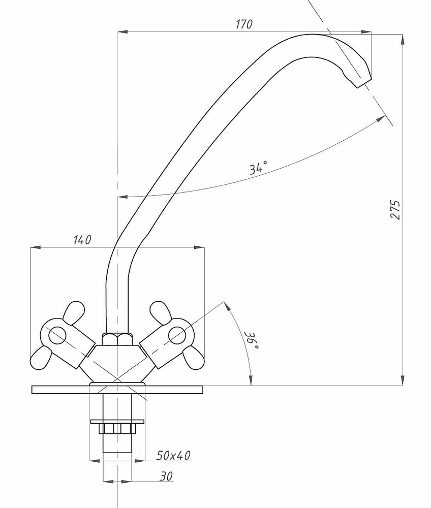Смеситель Кухня 1/2 м/к на гайке ПСМ-117-К/99 пластик СТАНДАРТ-Б тип См-МДЦБр