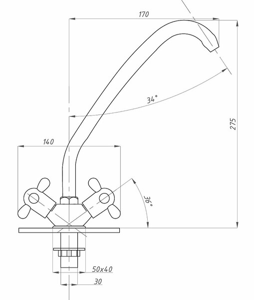 Смеситель Кухня 1/2 м/к на гайке ПСМ-117-К/99 пластик СТАНДАРТ-Б тип См-МДЦБр