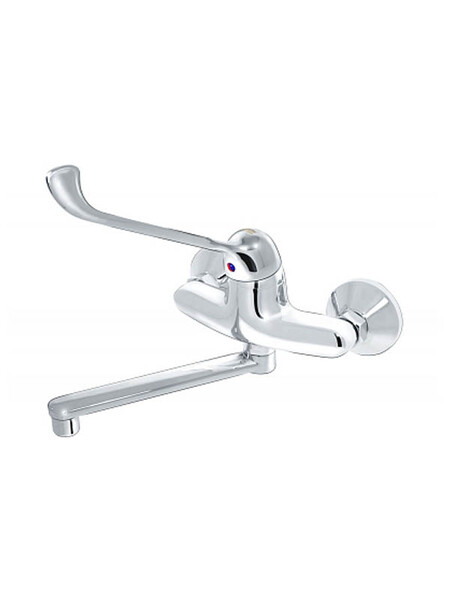 К9105-713 Смеситель Кухня "ВАРИОН" СТЕНА шар. d 35 плоский излив МЕД