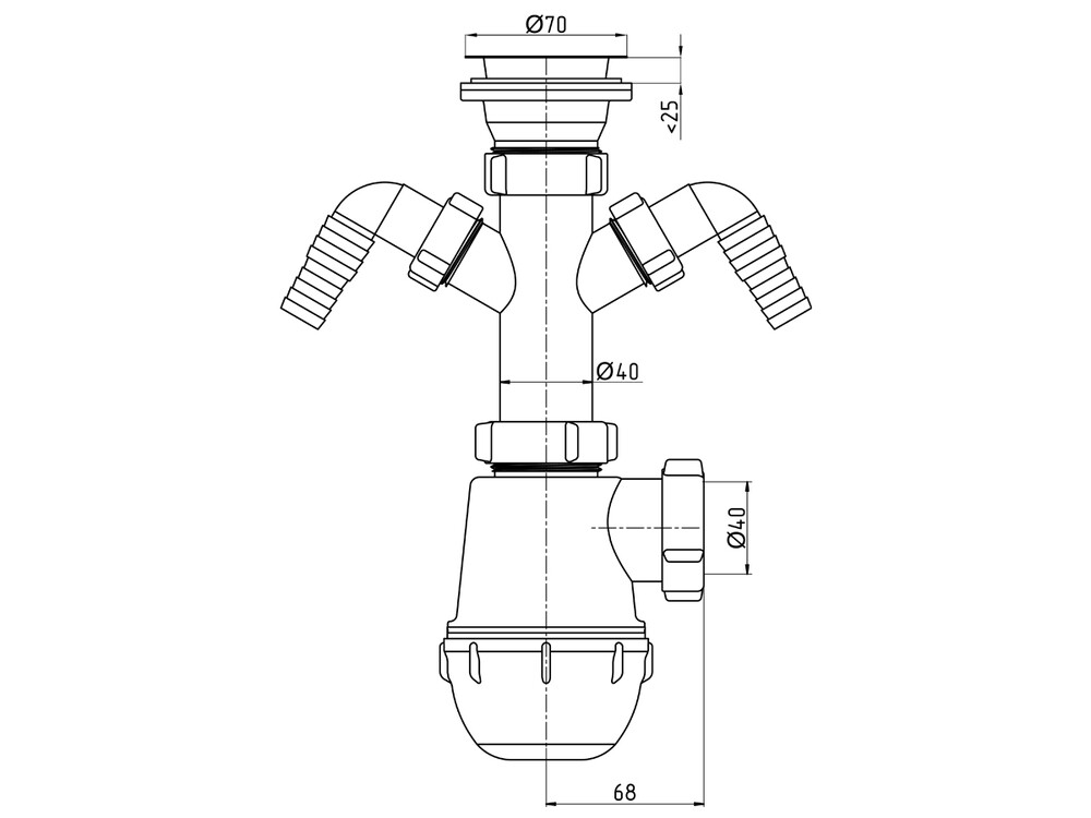 A1100 Сифон АНИ Пласт 1 1/2"*40 Грот с 2 носиками