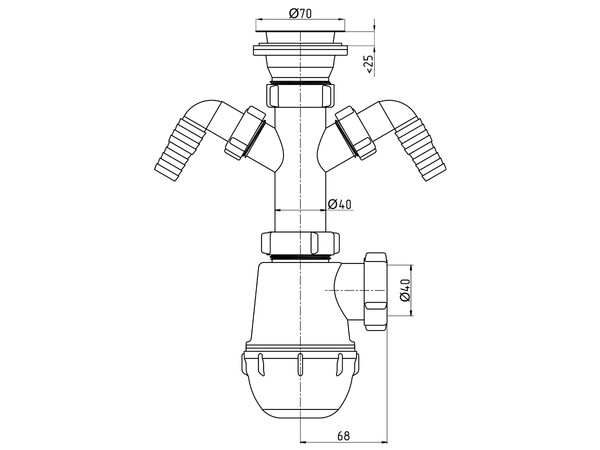 A1100 Сифон АНИ Пласт 1 1/2"*40 Грот с 2 носиками