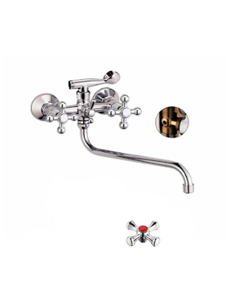 Смеситель Ванна Lemen 1/2 м/к Крест (LD 22465)