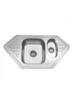 Мойка нерж врезная угловая 95х50 т.0,8 двойная (9550С +бол.сифон) Китай