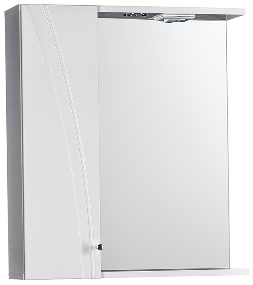 Зеркало-шкаф SANTREK HOME "Сонет-С 65" (Белый) с подсветкой Левый 605*700*185