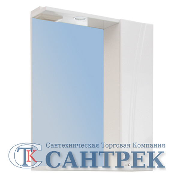 Зеркало-шкаф SANTREK HOME "Сонет-С 65" (Белый) с подсветкой Правый 605*700*185