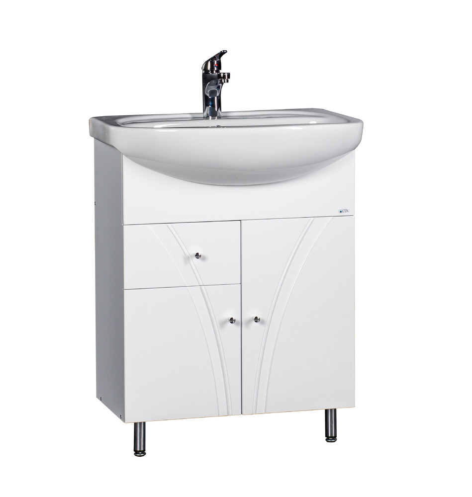 Подстолье SANTREK HOME "Сонет-65" (Белый) 1 ящик 2 двери под умывальник "Стелла-65" 610х800х331