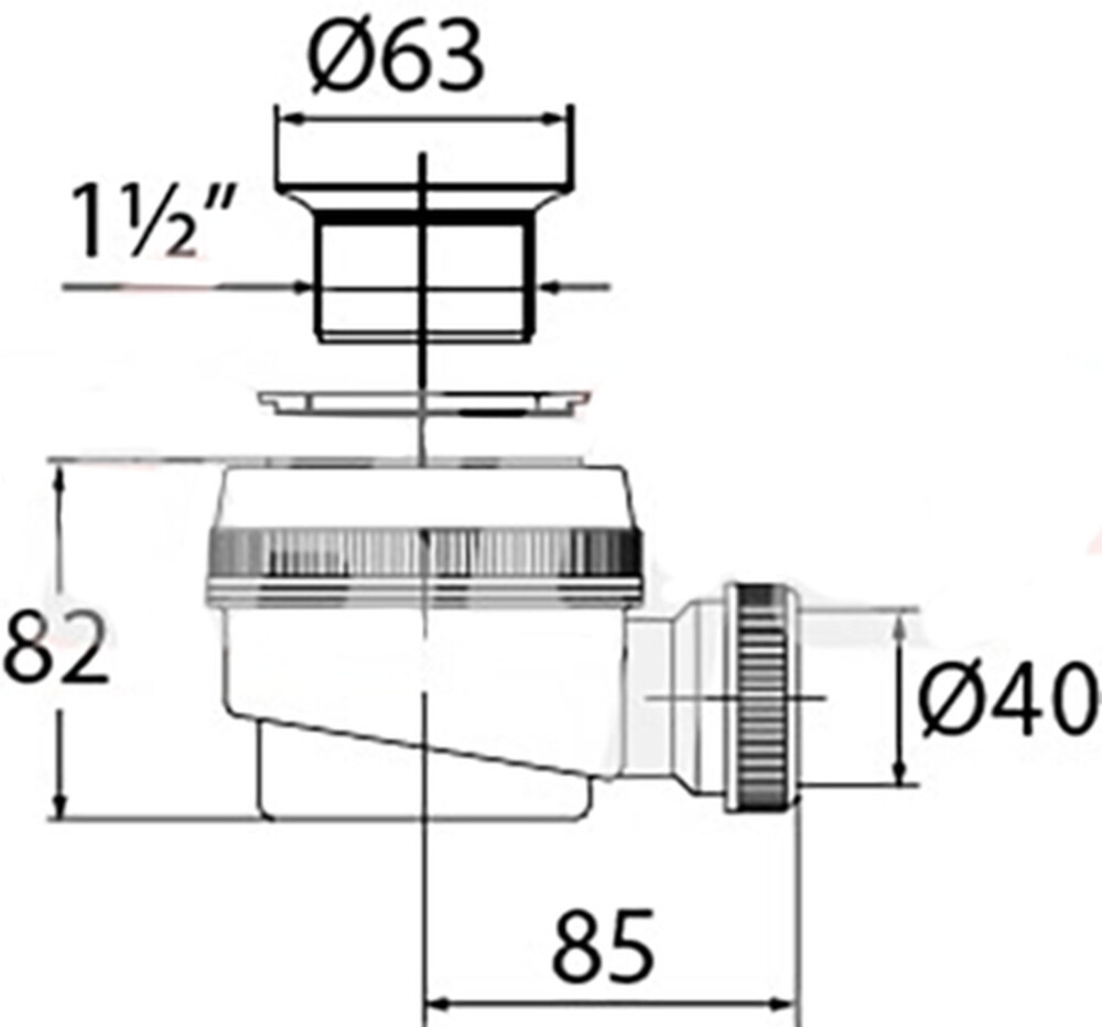 ВП 0685 Сифон для душевого поддона "Элит" 1 1/2"х40, с пласт.реш D=64 мм
