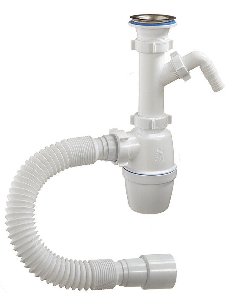 А-40059 Сифон бутылочный ОРИО 1 1/2" х 40, с одним отводом с/м, гибкой трубой 40-40/50