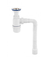 ВП 0617 Сифон "Элит" с лит вып, нерж.чашкой и гибкой трубой 800 мм (1 1/2 - 40/50)