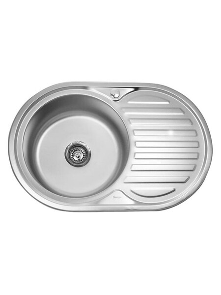 Мойка нерж врезная овал 77х50х180, т.0,6 левая бол. сиф (+сифон) Китай